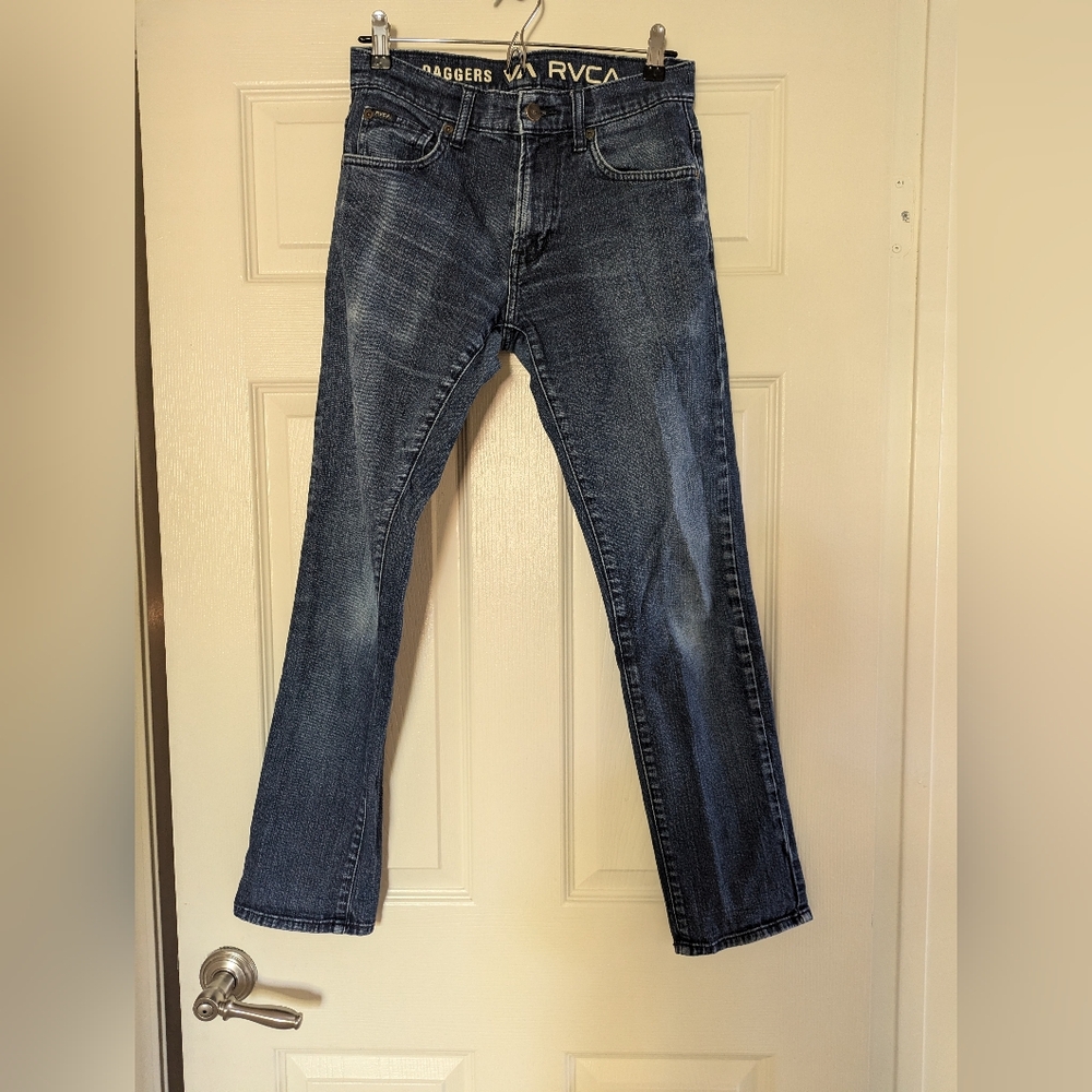RVCA Men's Dark Blue Straight Jeans